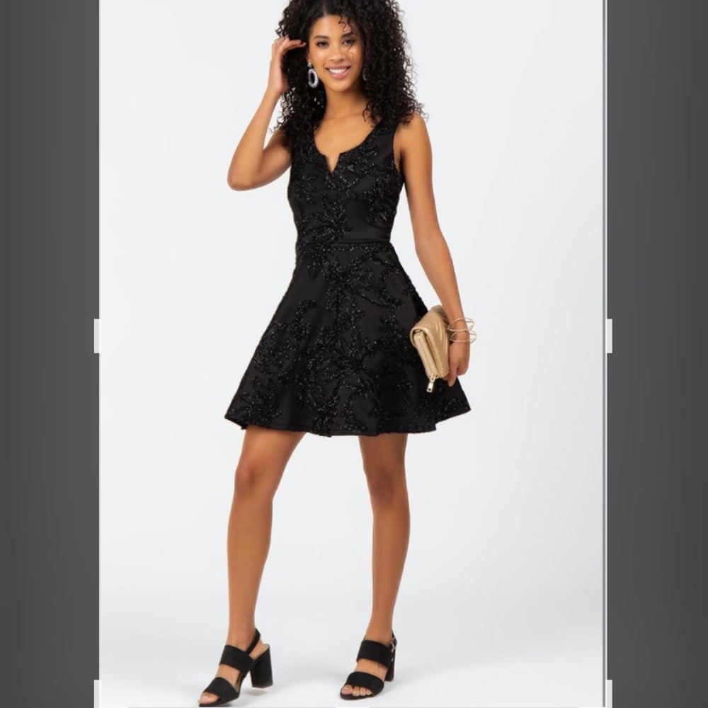 All black floral sparkle dress